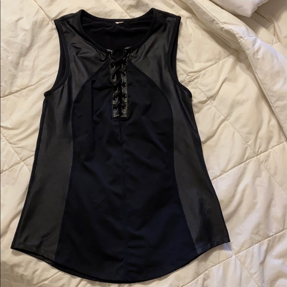 Fabletics sexy faux leather string front tank
